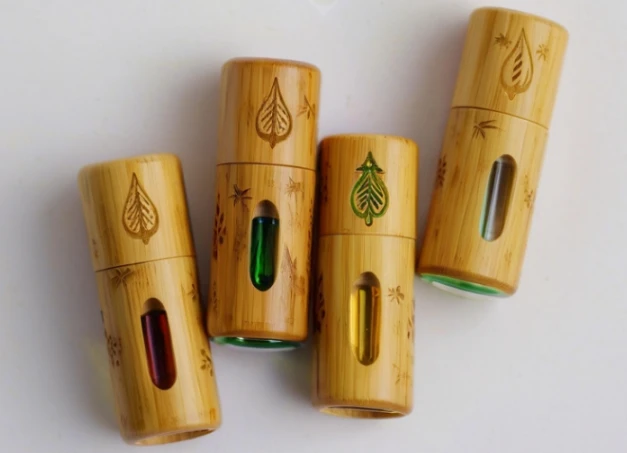 laser engraved logo on bamboo roller bottle laser engraved logo on bamboo roller bottle